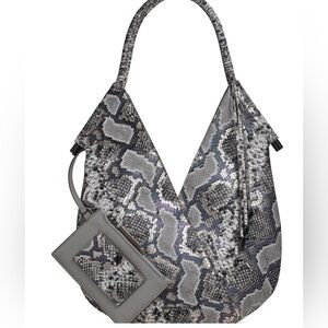 Donna Karan Mini Python Shoulder with Leather Wrapped Rounded Handle
